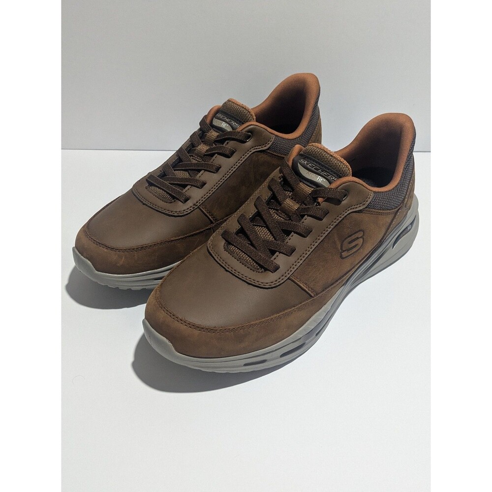 Skechers Arch Fit Brown Leather Comfort Walking Shoes Men's 11